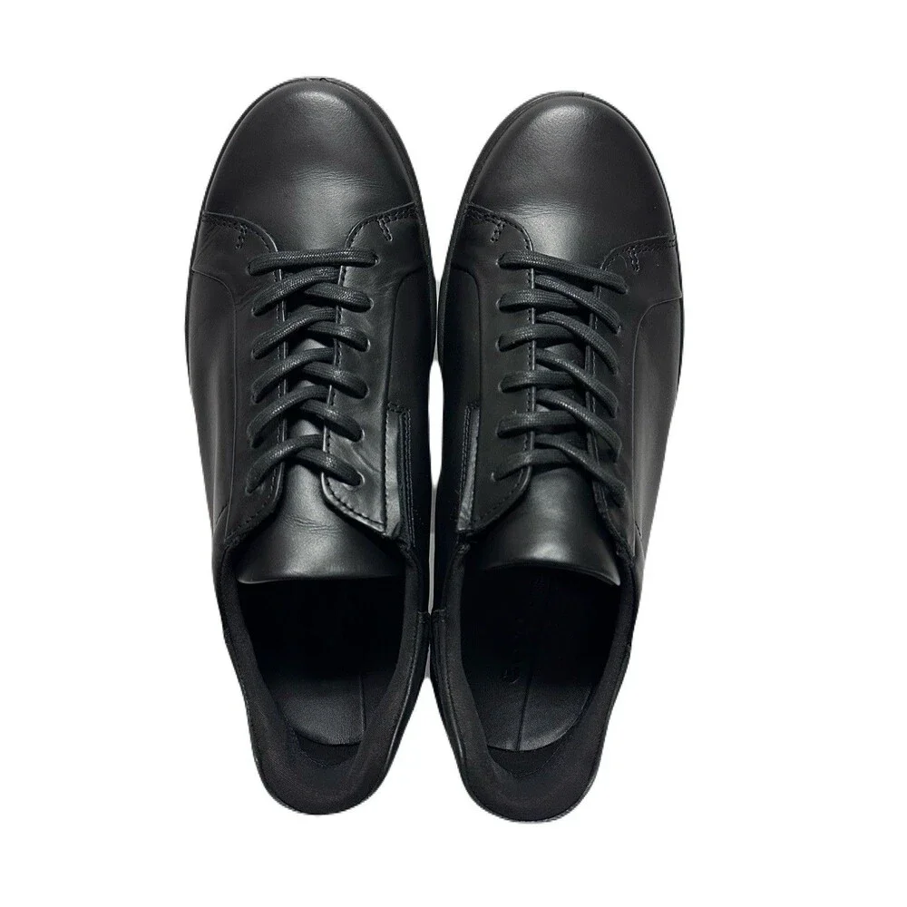 Ecco Soft 7 Mens Size 8-8.5 / EU 42 Black Leather Lace Up Sneaker *Display Pair*